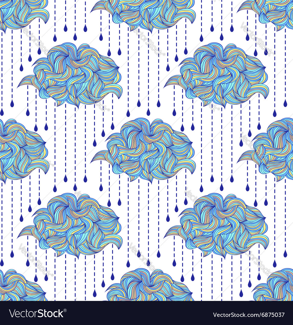Pattern with abstract clouds and raindrops