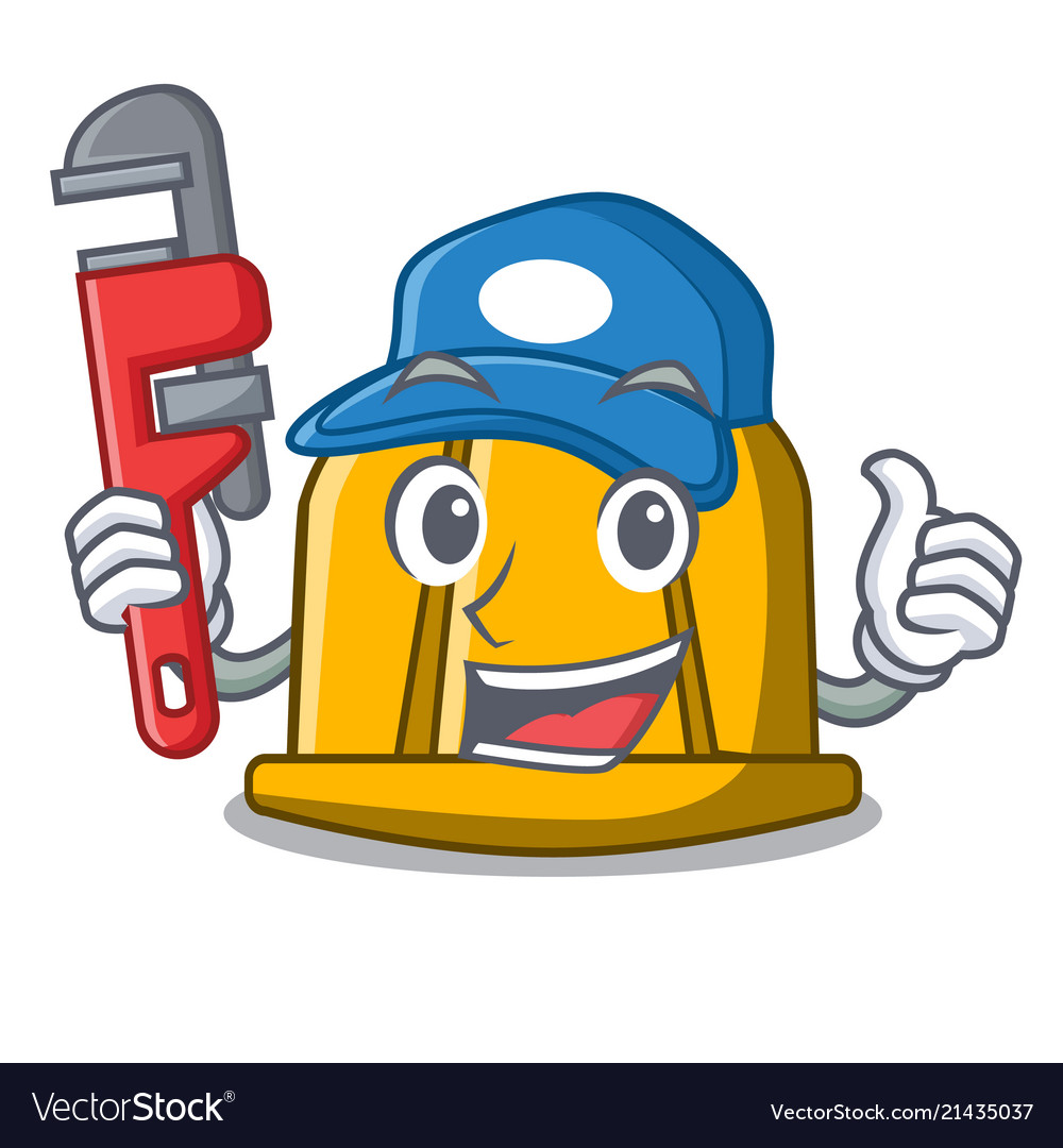 Plumber construction helmet mascot cartoon