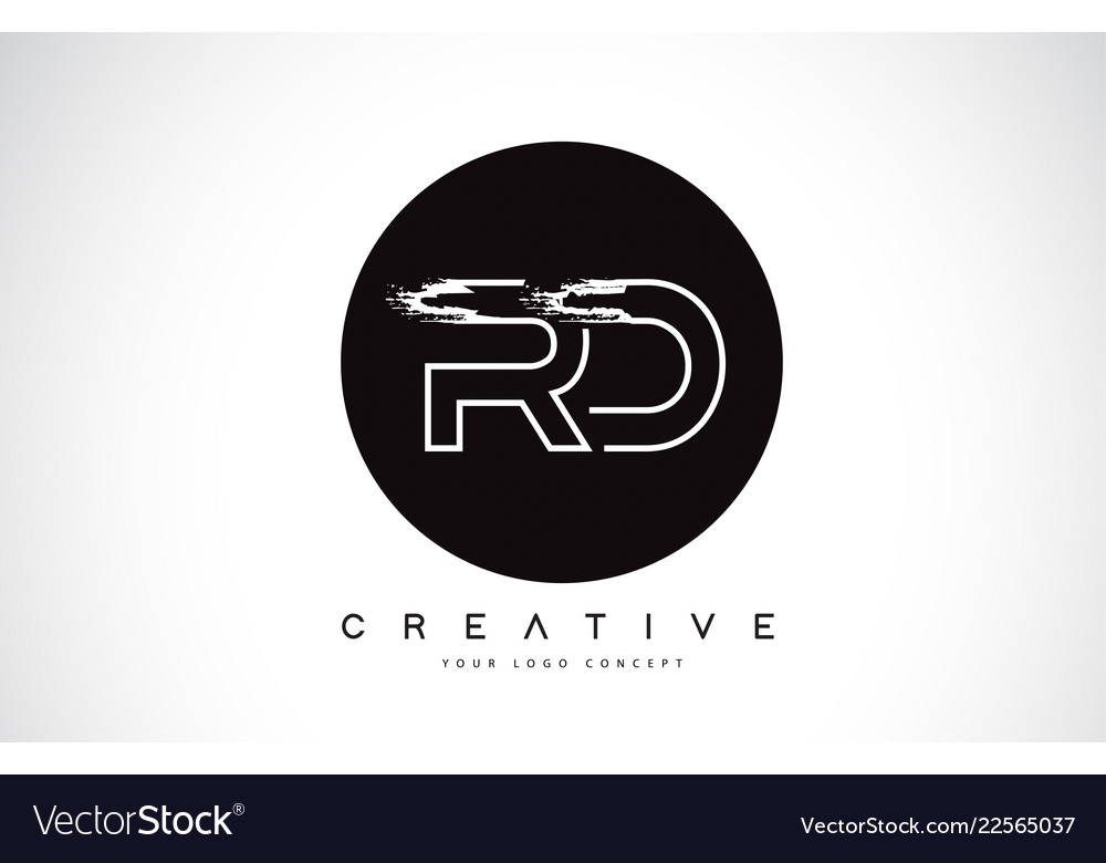 Rd Modern Leter Logo Design With Black And White Vector Image