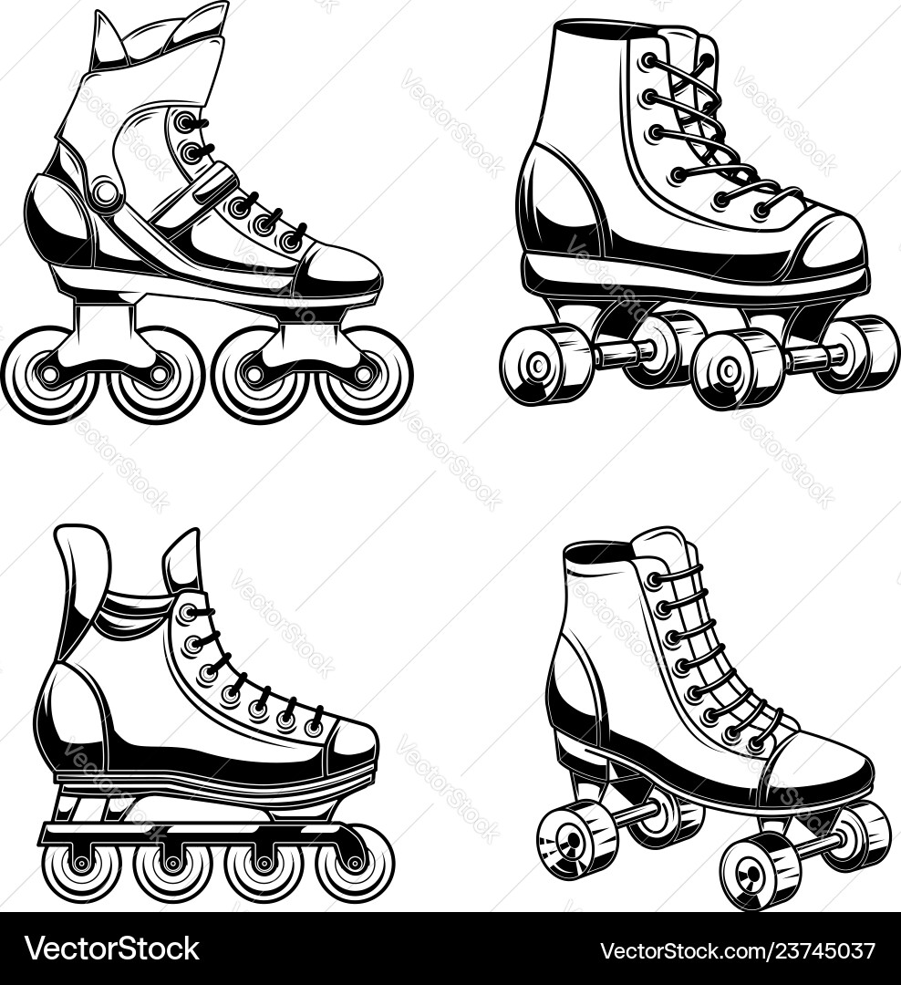 Set of roller skates design element for logo Vector Image