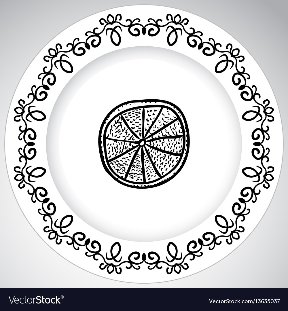 Template plates pattern with fruit in a graphic Vector Image