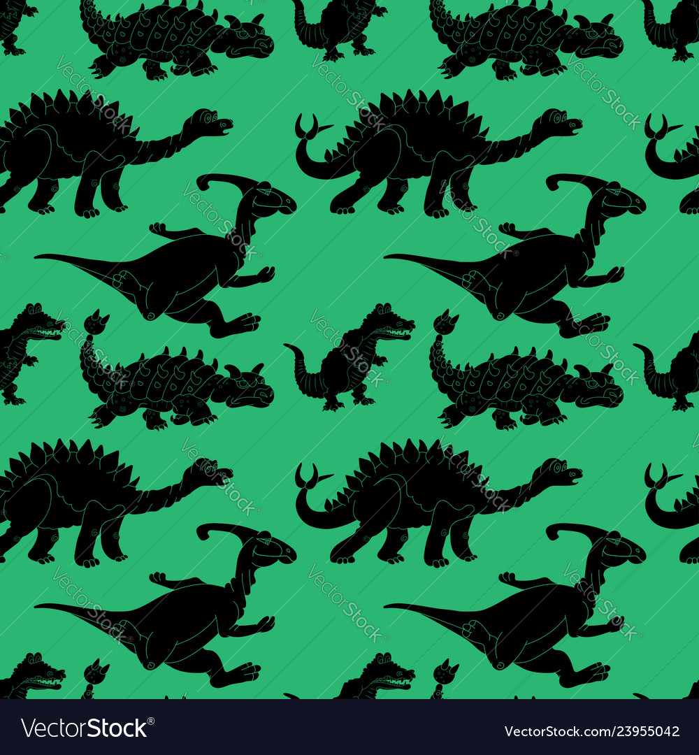 A seamless repeating pattern of dinosaurs vector image A seamless repeating pattern of dinosaurs