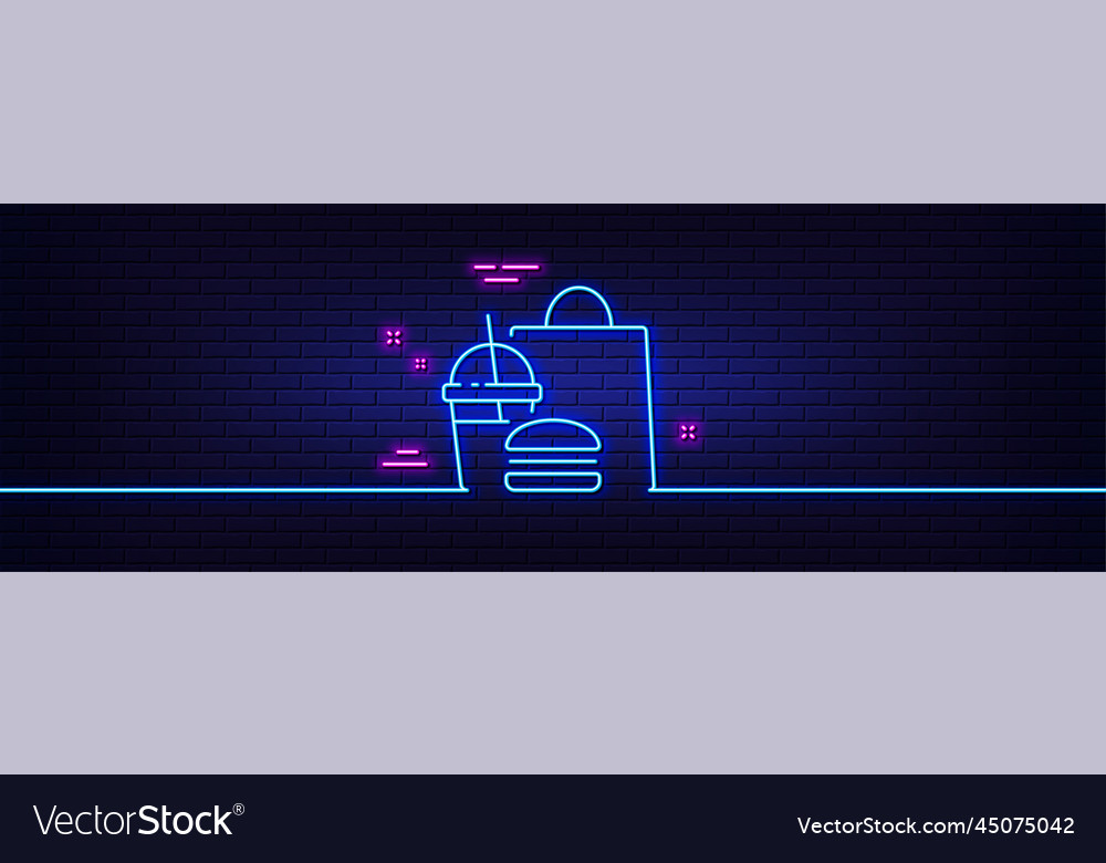 Food delivery line icon meal order sign neon