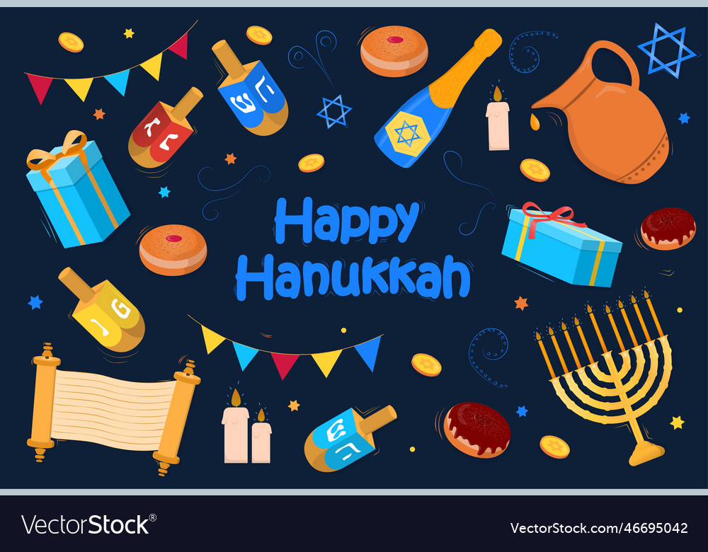 Hanukkah elements set Royalty Free Vector Image