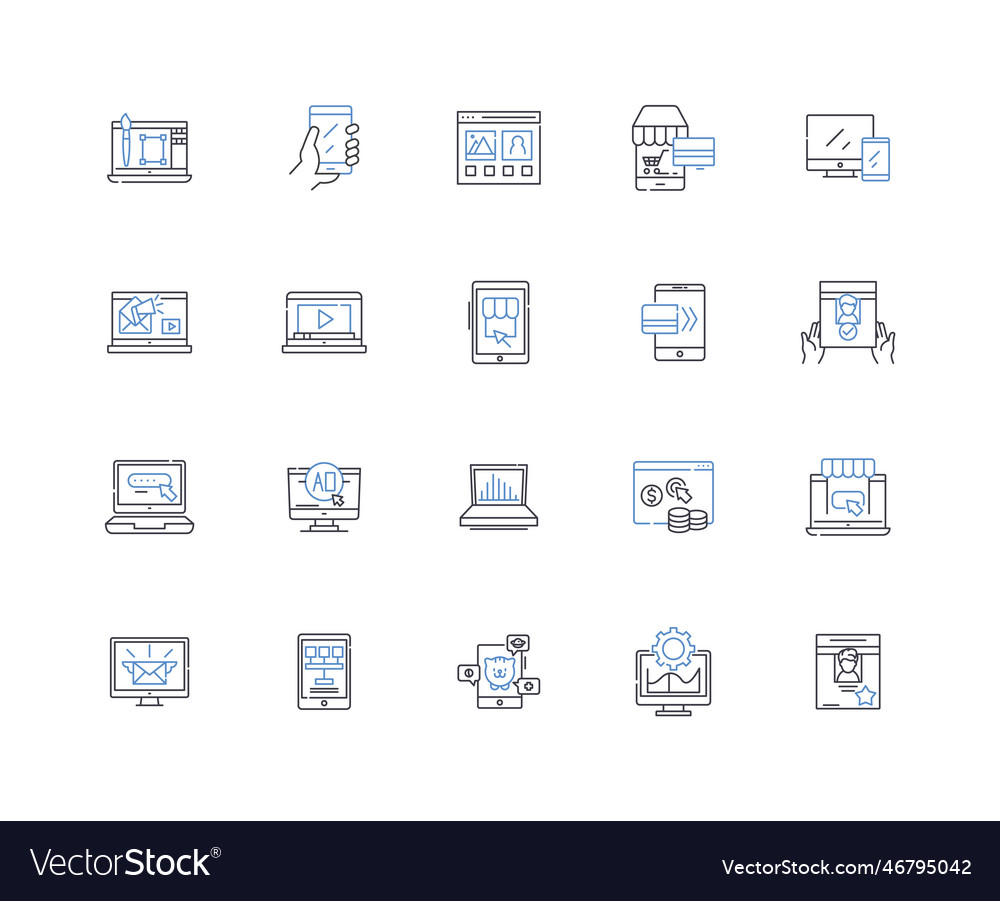 Navigation bar line icons collection menu tabs