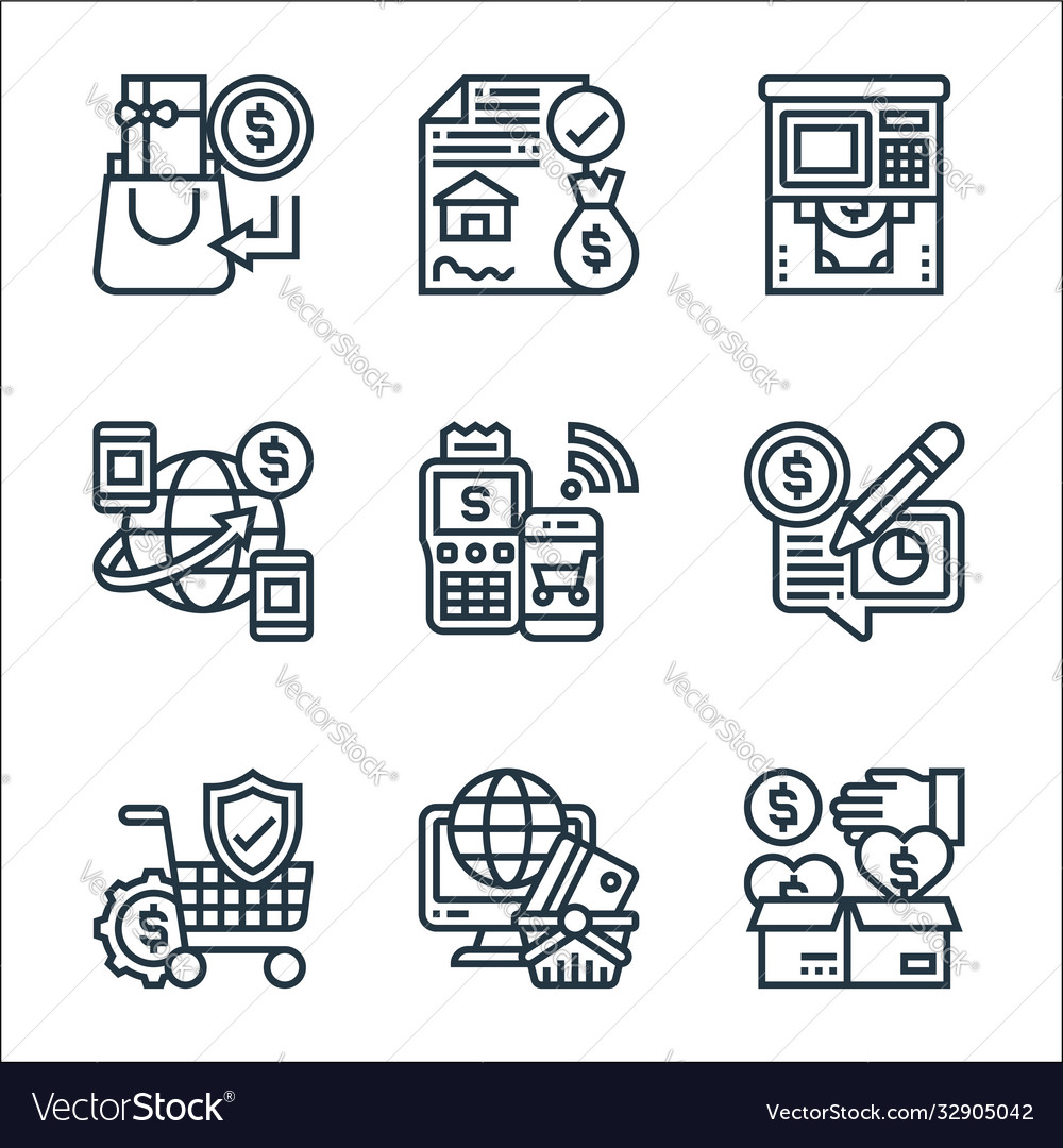 Payment element line icons linear set quality vector image Payment element line icons linear set quality