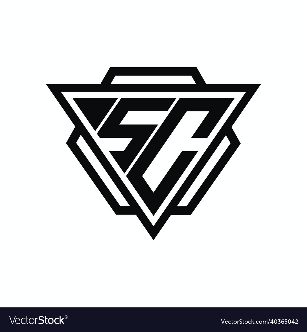 Sc logo monogram with triangle and hexagon