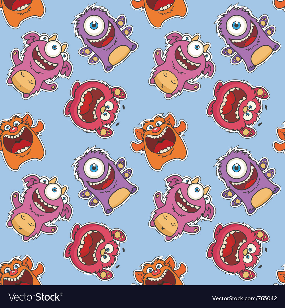 Seamless monster pattern Royalty Free Vector Image