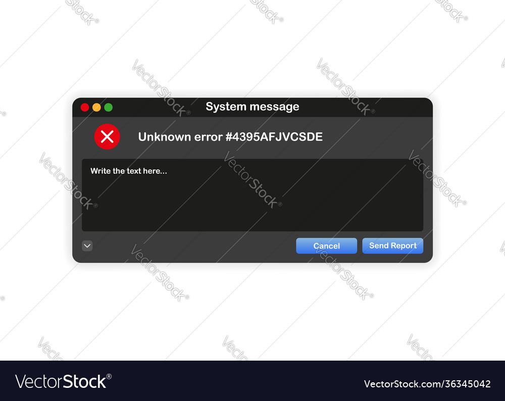 Window user interface system message vector image Window user interface system message