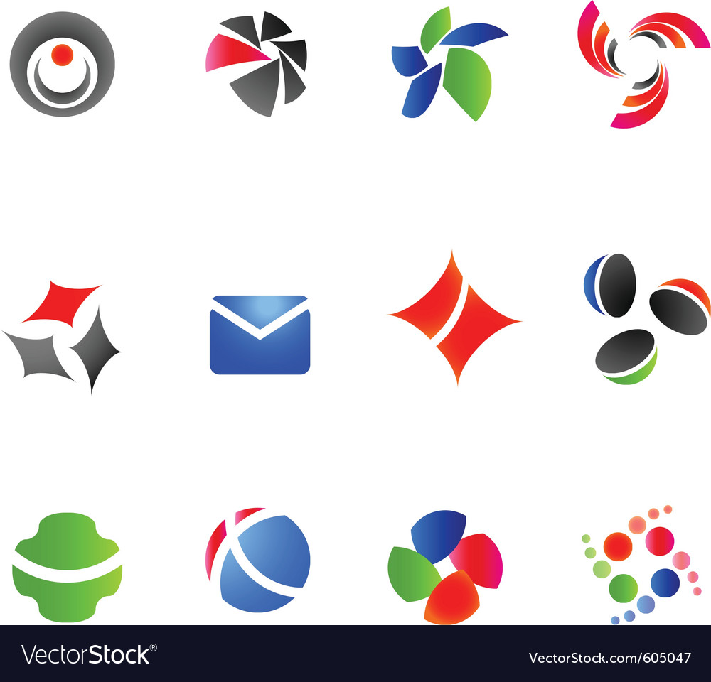 12 colorful symbols set 12 Royalty Free Vector Image