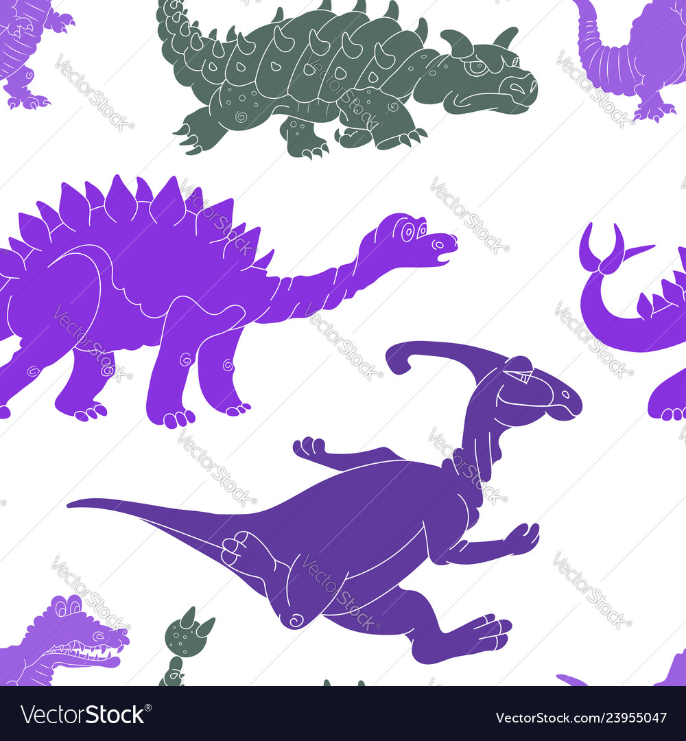A seamless repeating pattern of dinosaurs vector image A seamless repeating pattern of dinosaurs