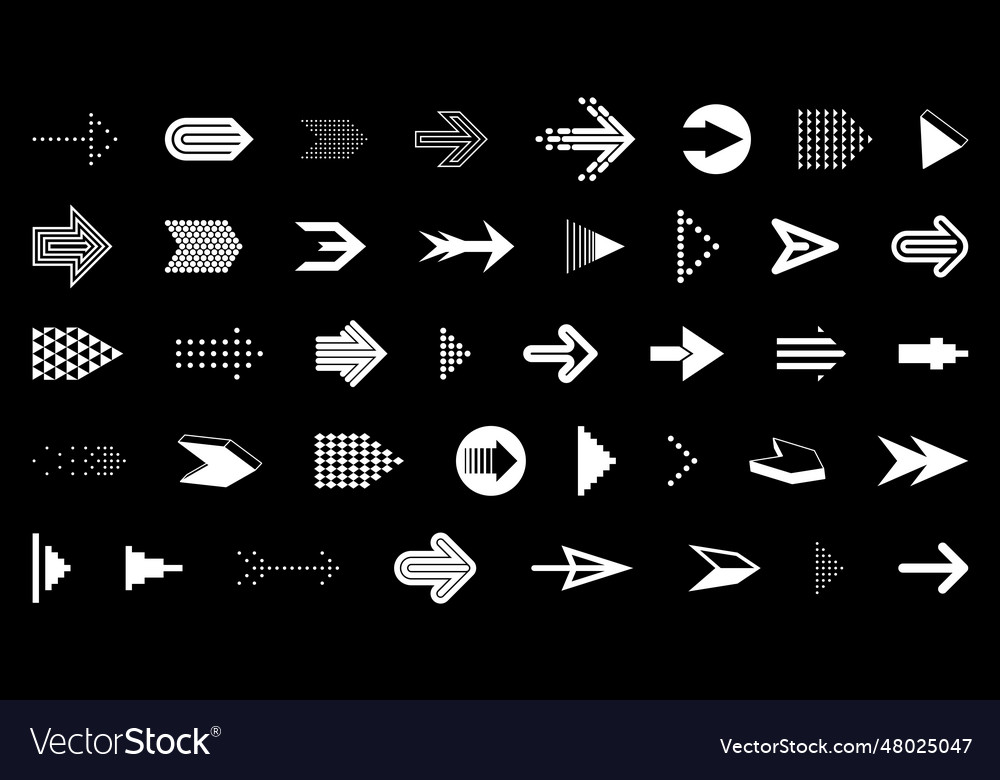 Arrows big set of different shapes styles Vector Image