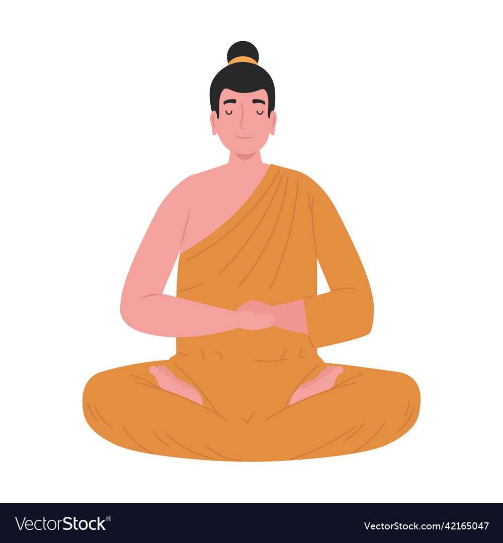 Buddhist monk seated Royalty Free Vector Image