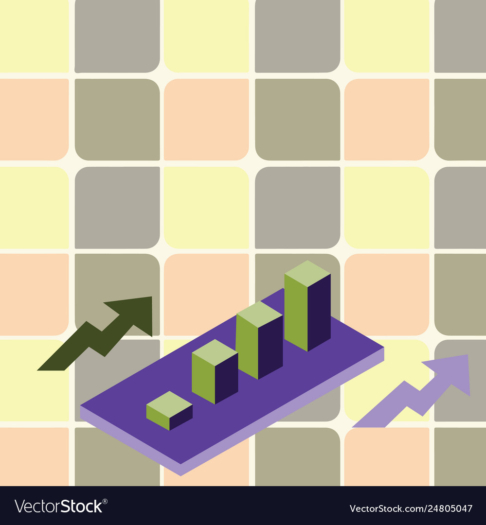 Colorful growing clustered 3d bar chart graph Vector Image