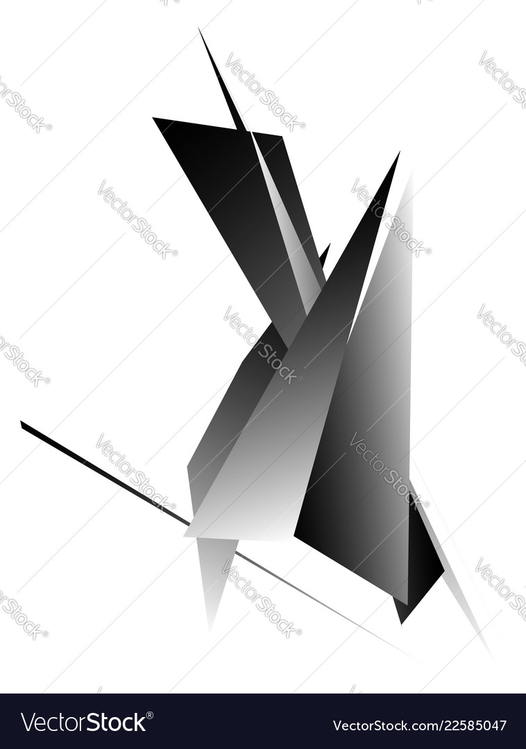 Edgy angular geometric element monochrome vector image Edgy angular geometric element monochrome