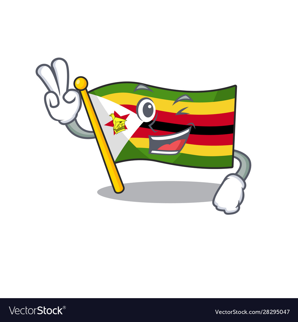 Flag zimbabwe character cartoon style with two