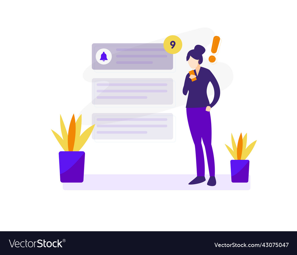 Flat design characters with notifications
