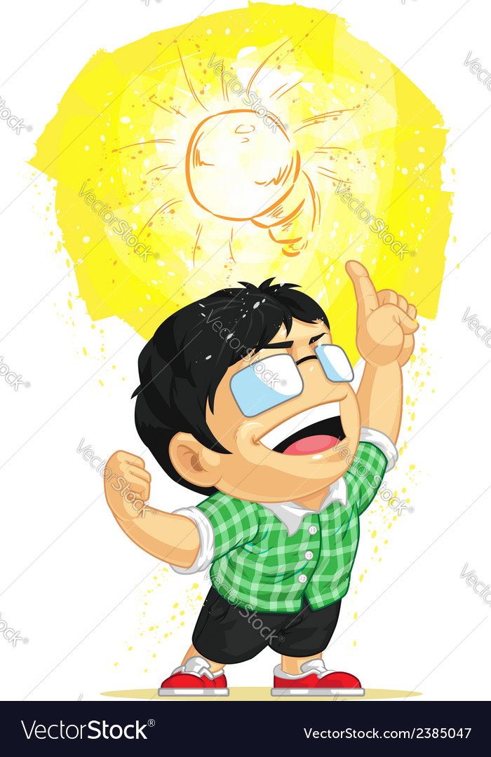 Kid Having A Shining Light Bulb Idea Royalty Free Vector Kid Having A Shining Light Bulb Idea Royalty Free Vector