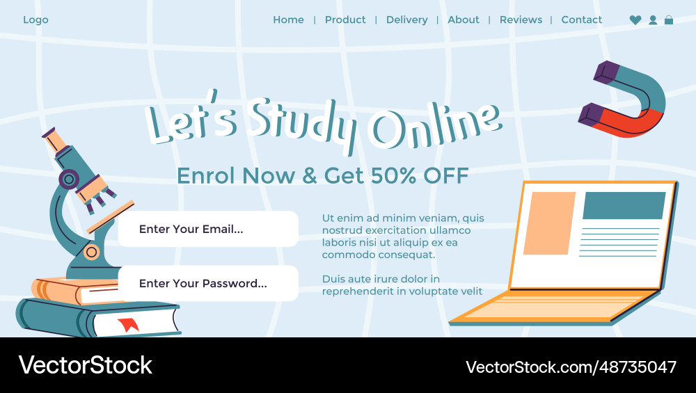 Lets study online enroll now and get discounts Vector Image
