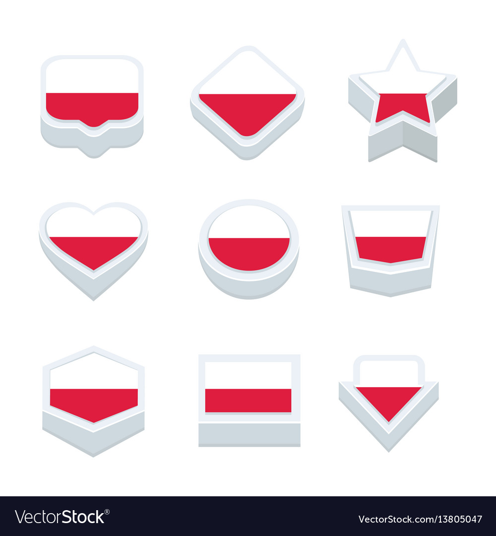 Poland flags icons and button set nine styles