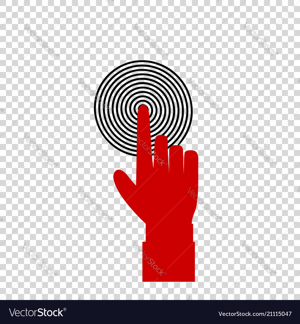 Red index finger pointing to the target business