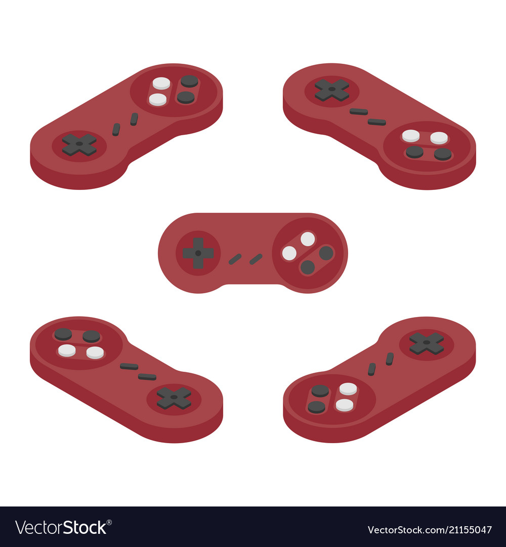 Retro console gamepad in isometric view