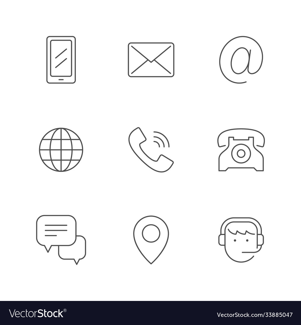 Set line icons contact us Royalty Free Vector Image