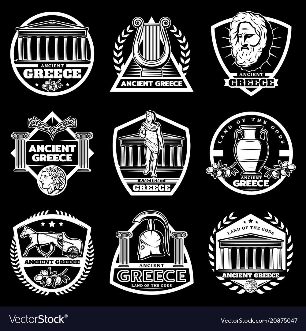 Vintage Ancient Greece Labels Set Royalty Free Vector Image