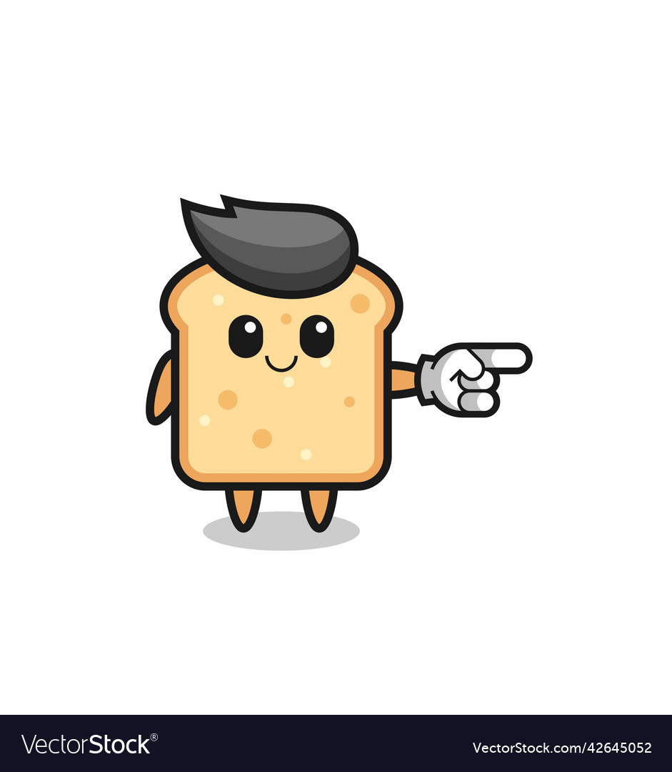 Bread Mascot With Pointing Right Gesture Vector Image