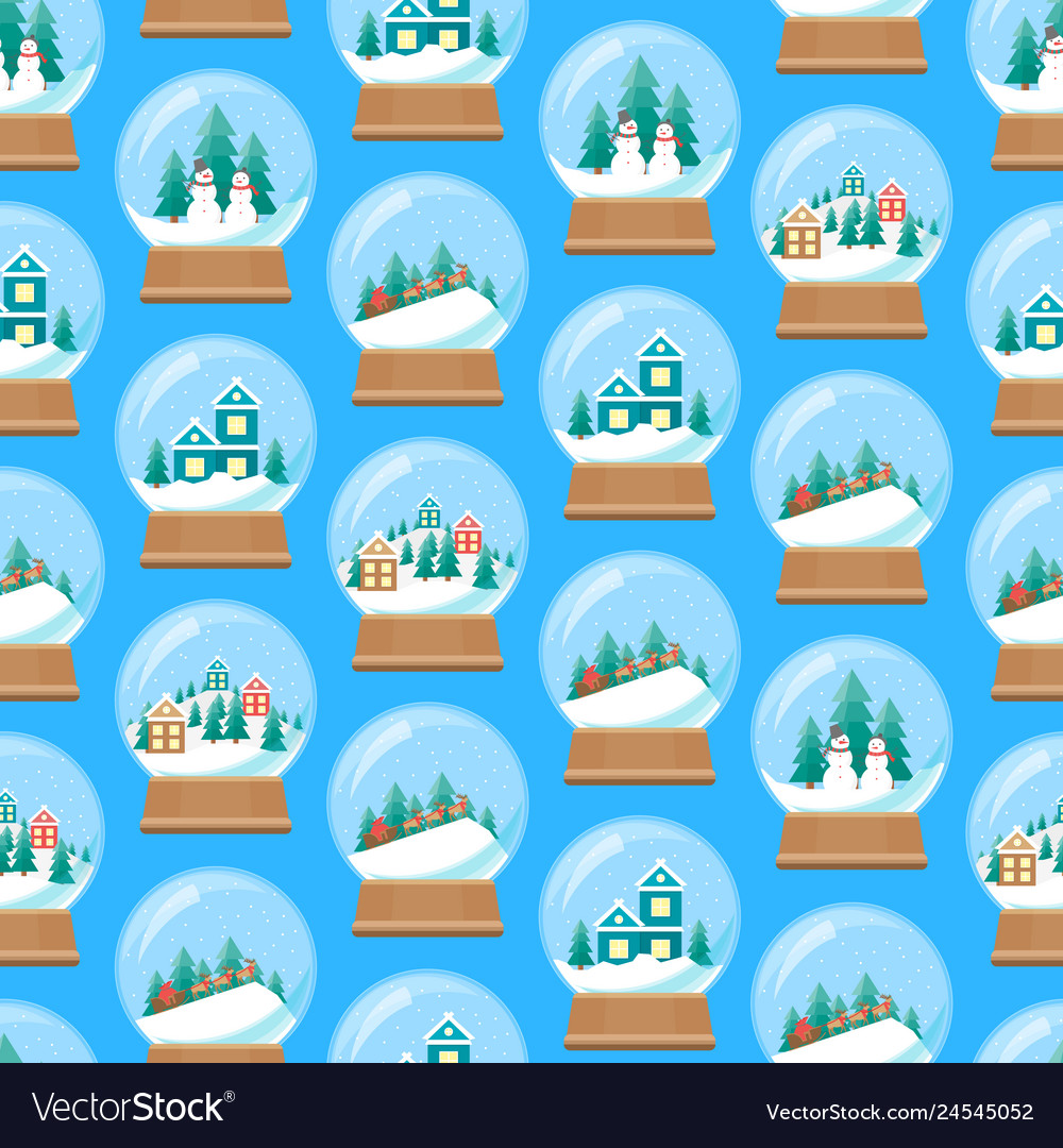 Cartoon snow globe seamless pattern background