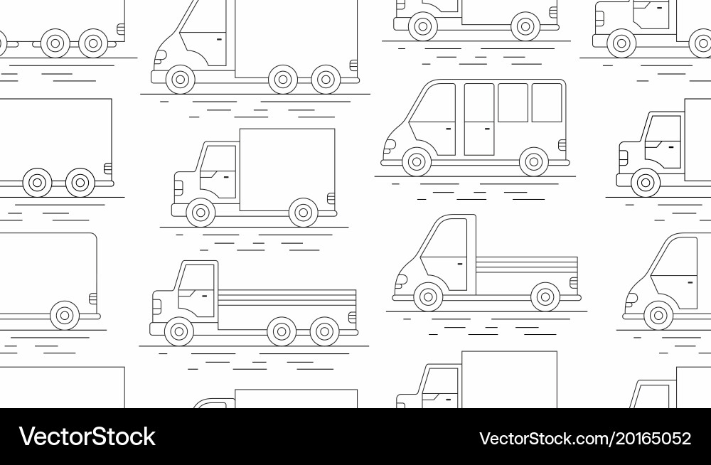 Delivery van seamless pattern line icon Royalty Free Vector