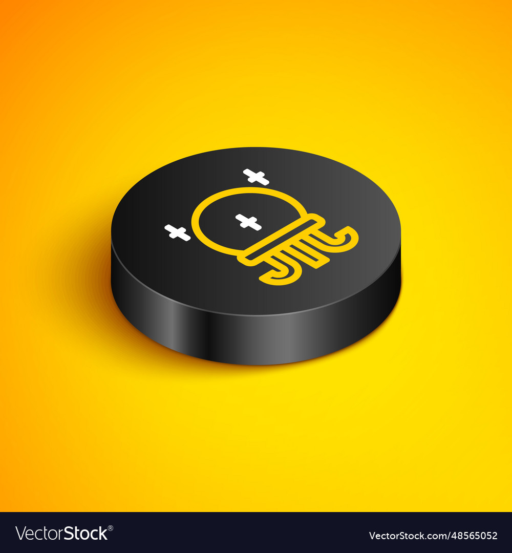 Isometric line magic ball icon isolated on yellow vector image Isometric line magic ball icon isolated on yellow