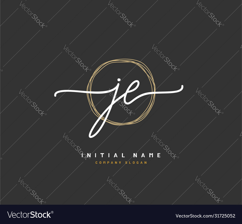 J e je beauty initial logo handwriting Royalty Free Vector