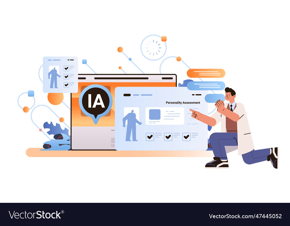 Man giving check on checkbox in achievement list vector image Man giving check on checkbox in achievement list