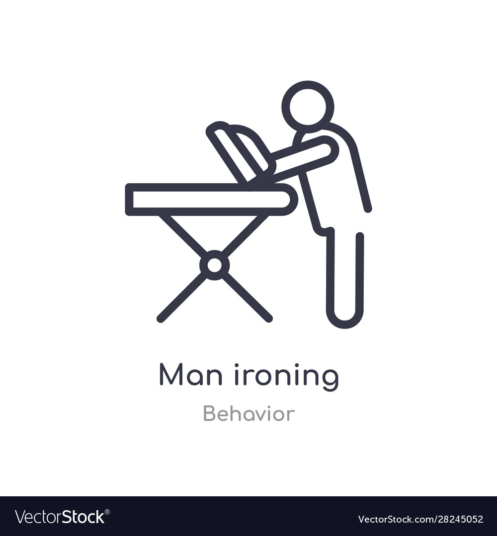 Man ironing outline icon isolated line from