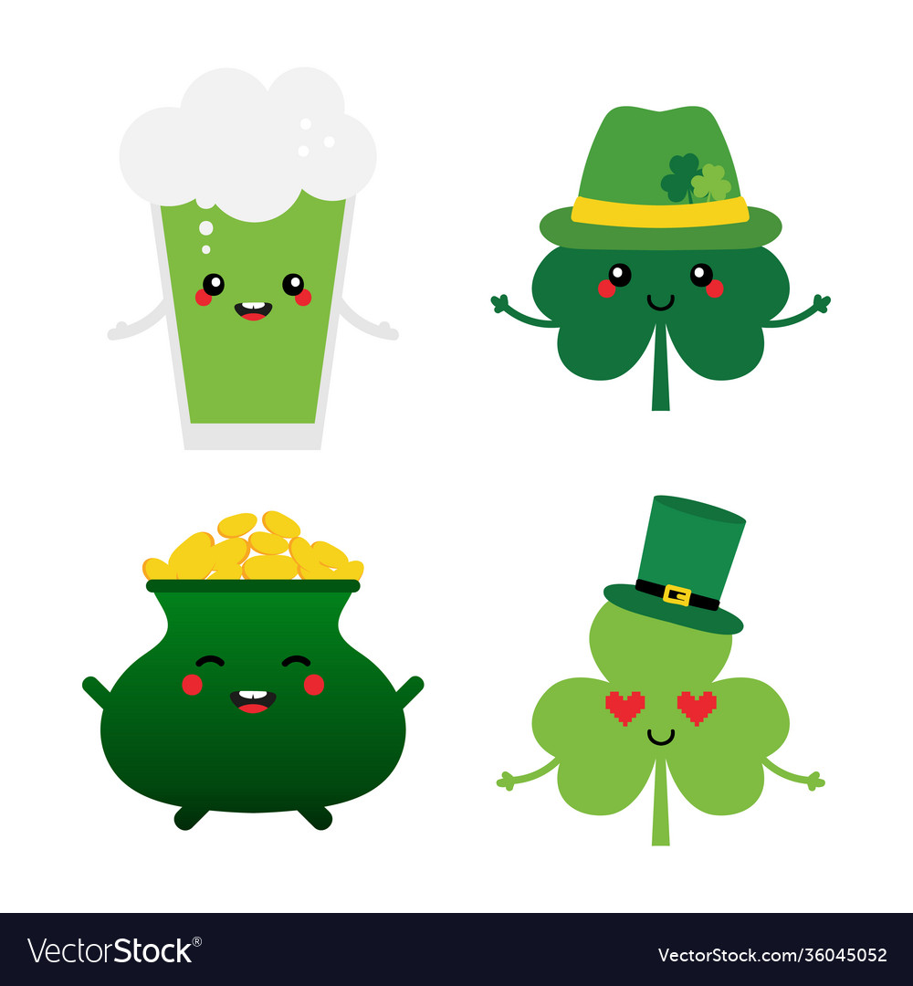 Pot clover beer characters for st patricks day