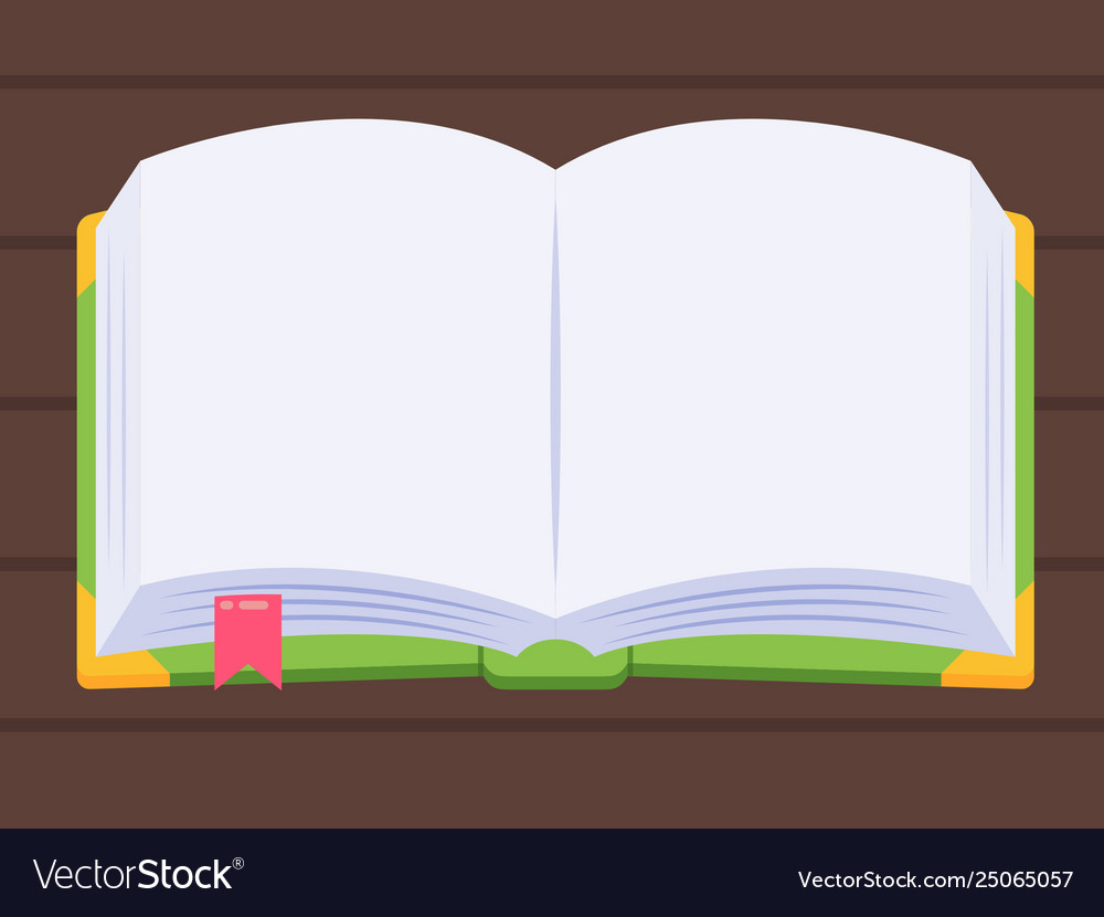 Blank story book on wood table cartoon flat style Vector Image Blank story book on wood table cartoon flat style Vector Image