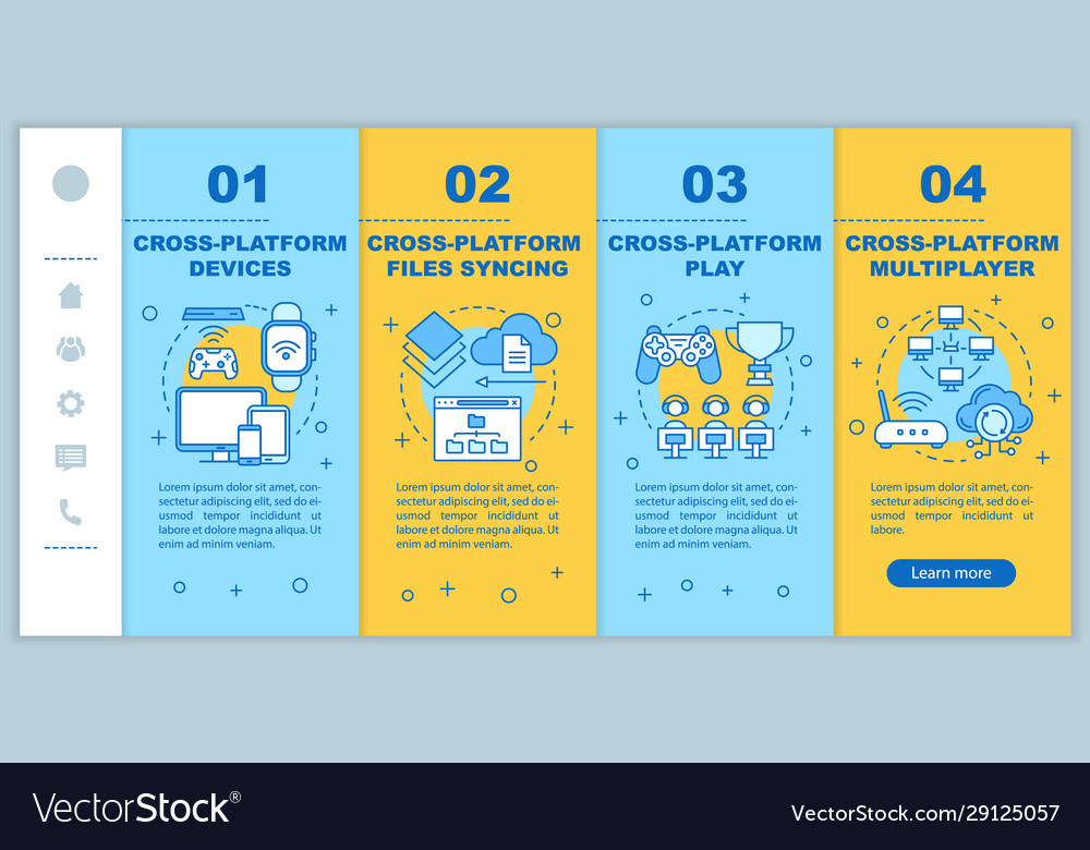 Cross platform multiplayer onboarding mobile web vector image Cross platform multiplayer onboarding mobile web