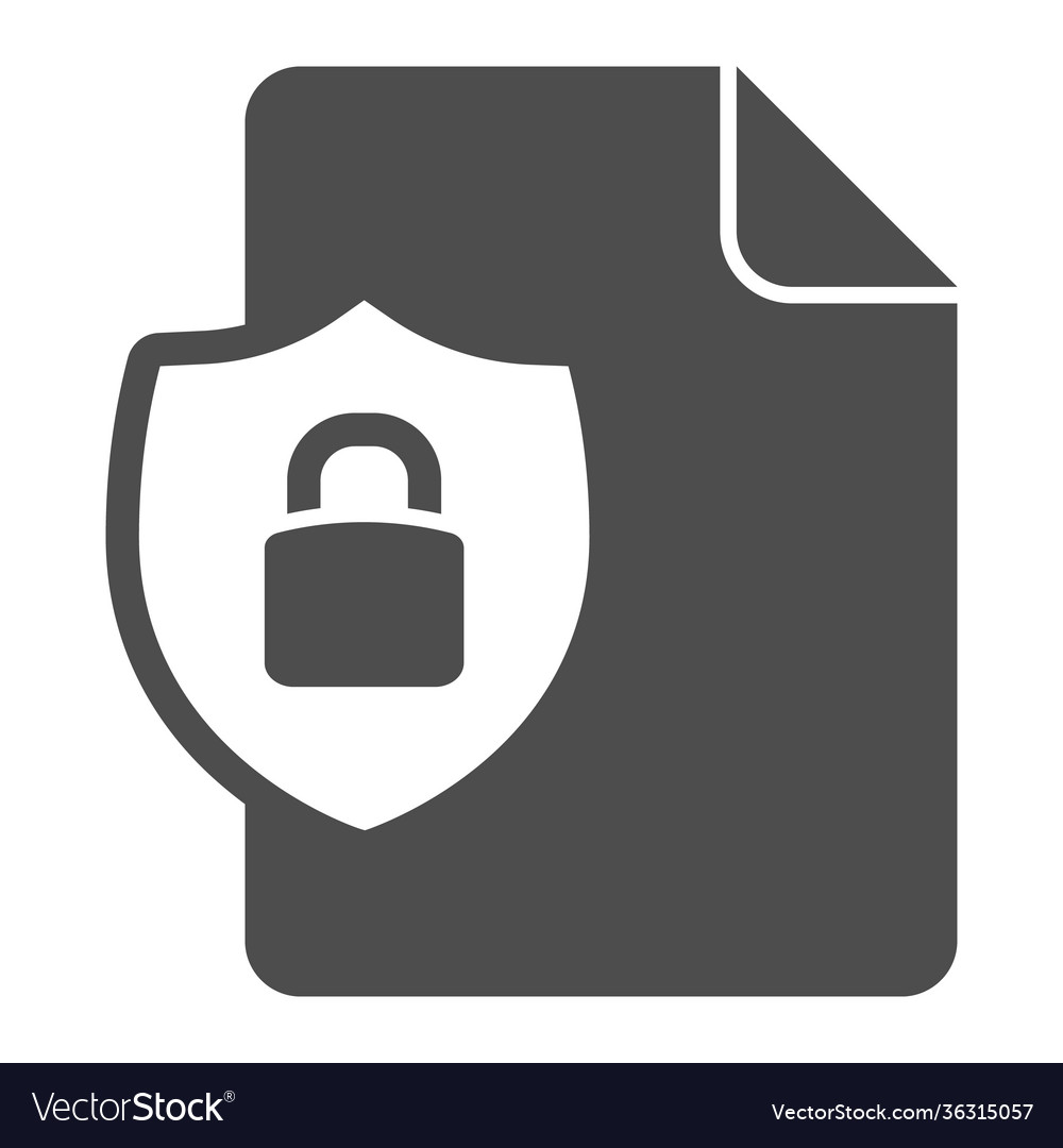 Document and security emblem with lock solid icon vector image Document and security emblem with lock solid icon