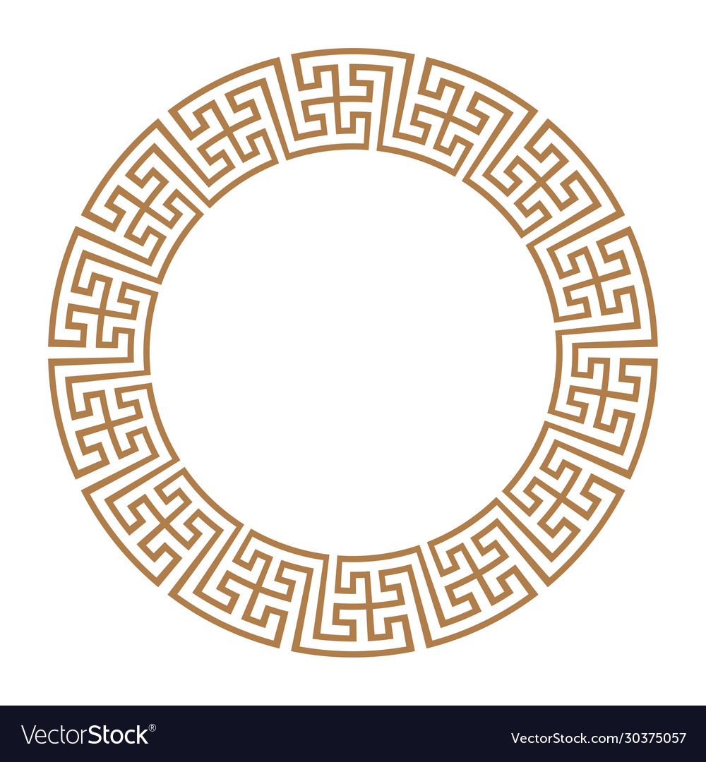 Greek key round frame border Royalty Free Vector Image