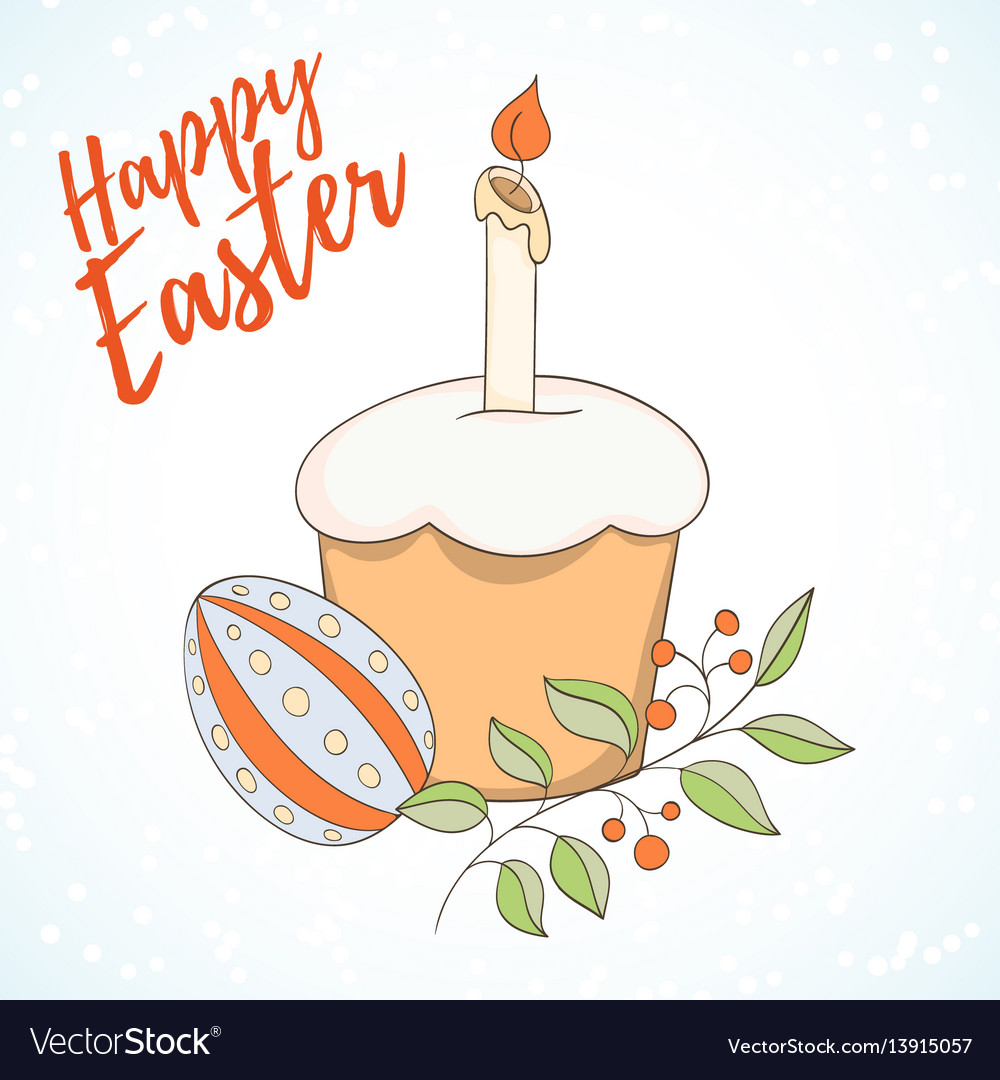 Happy easter hand drawn retro card Royalty Free Vector Image