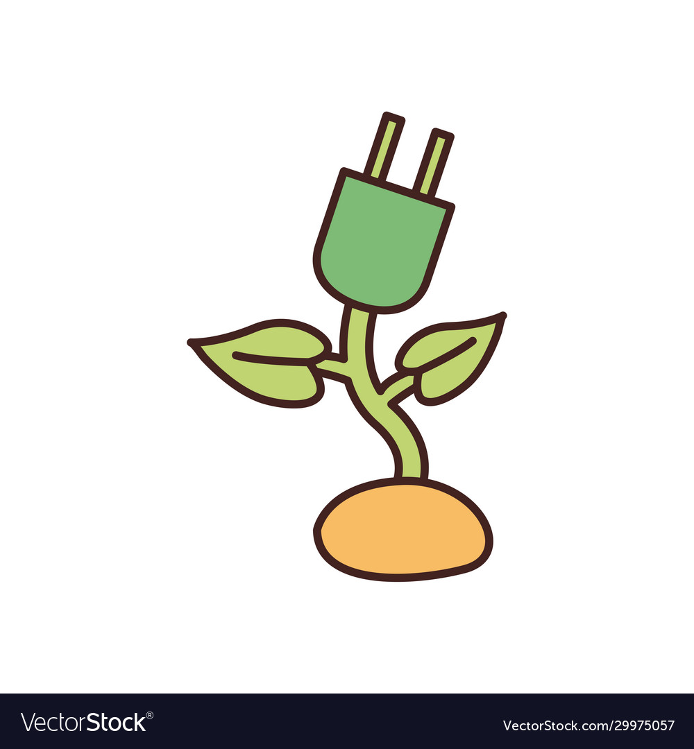 Isolated plug with leaves fill style icon