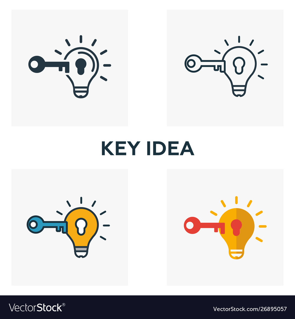 Key idea icon set four elements in different Vector Image