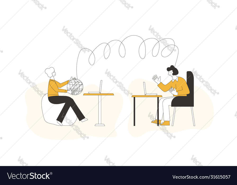 Online stress therapy scene color flat