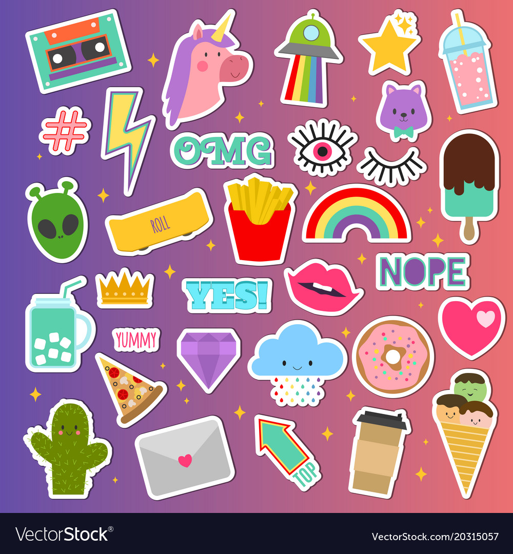 Patch stickers sticky patching badge or Royalty Free Vector