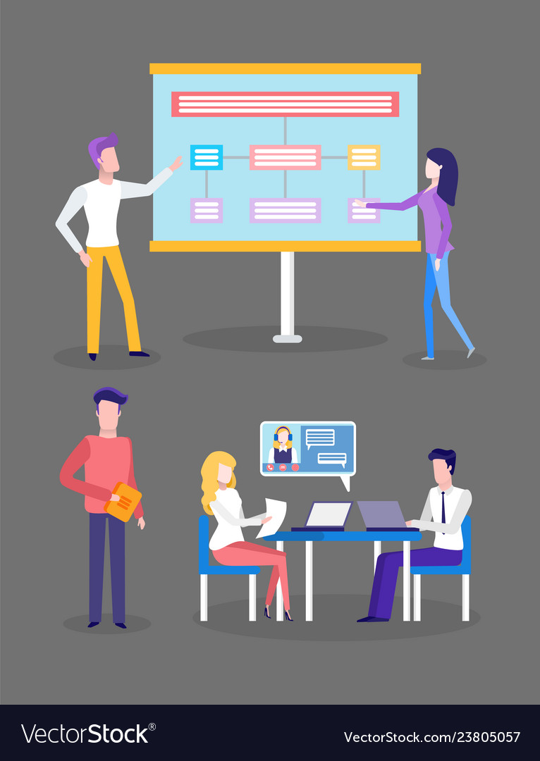 presentation preparation brainstorming of people vector image presentation preparation