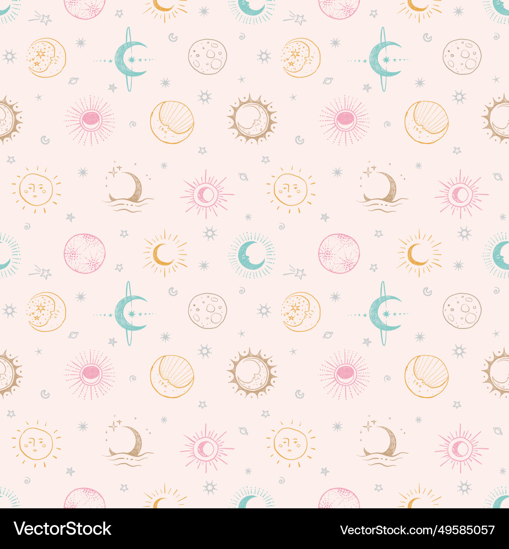 Seamless doodle-style pattern with hand-drawn Vector Image