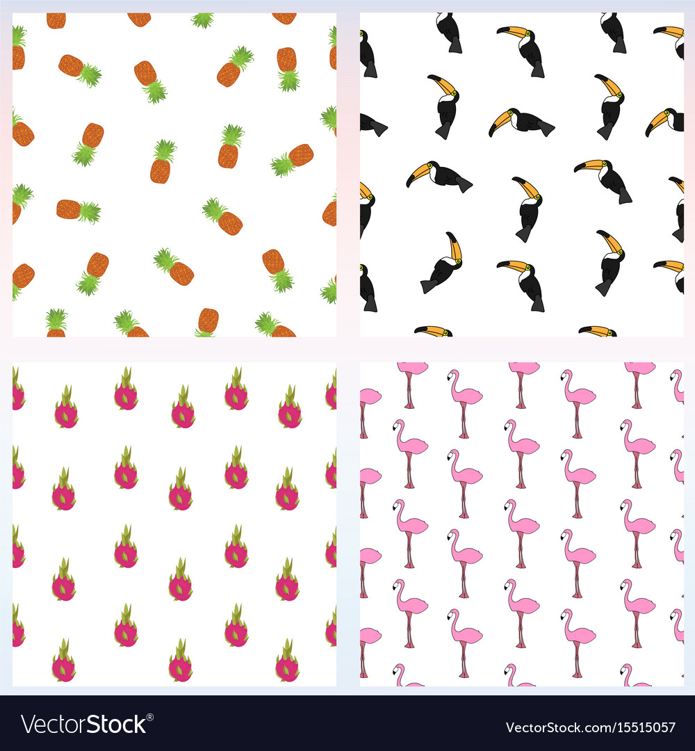 Set of simple seamless pattern with exotic