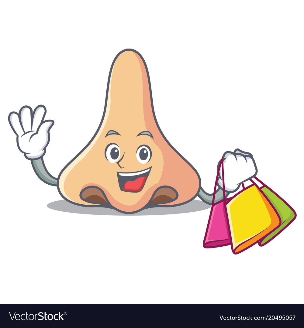 Shopping nose character cartoon style Royalty Free Vector