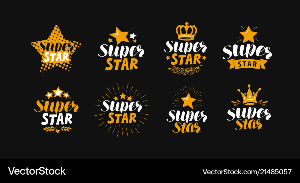 Super Star Set Labels Or Logo Lettering Royalty Free Vector